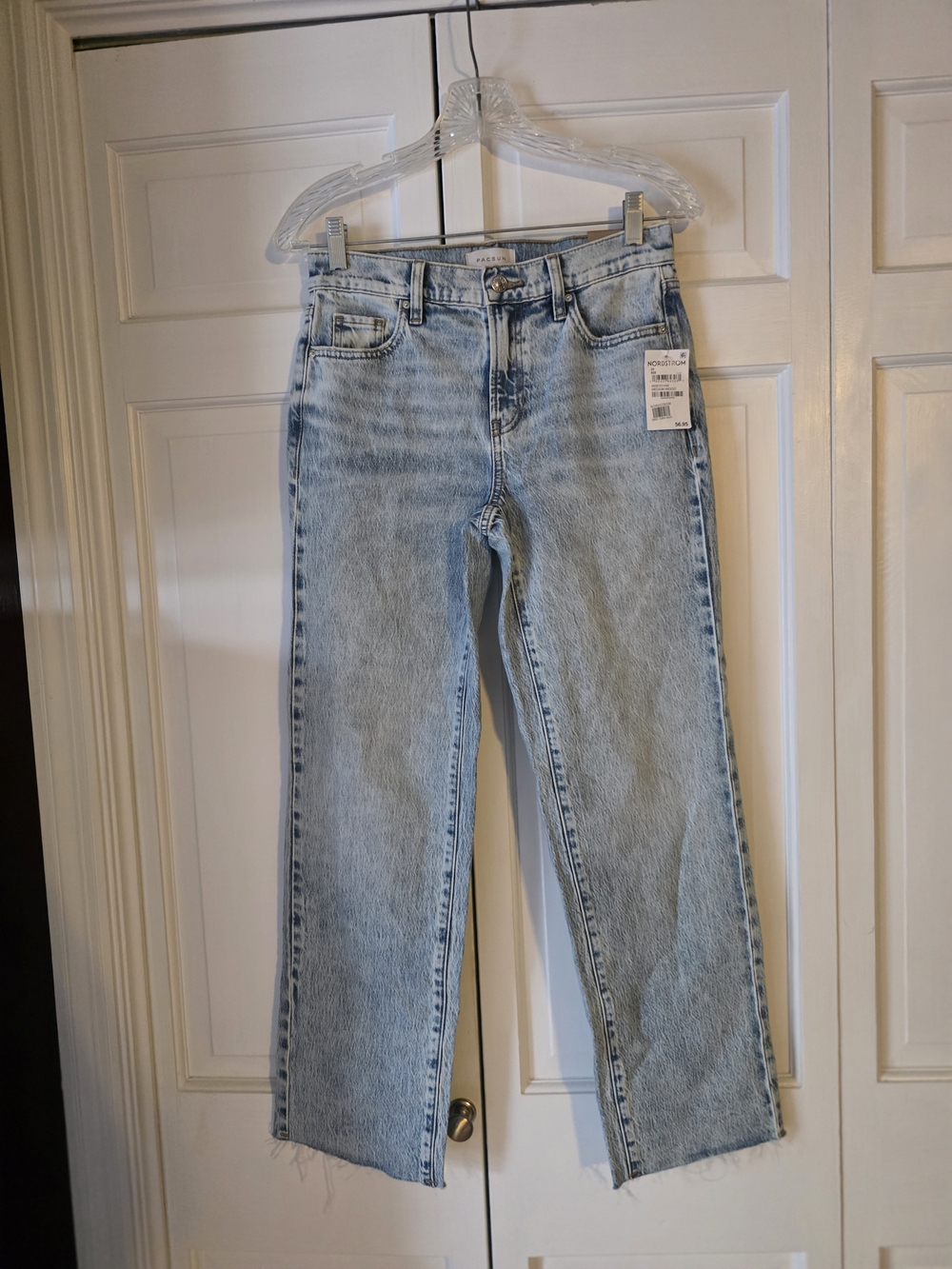 PacSun Stretch 90’s Straight Jeans Size 25 Medium Indigo NWT Raw Hem